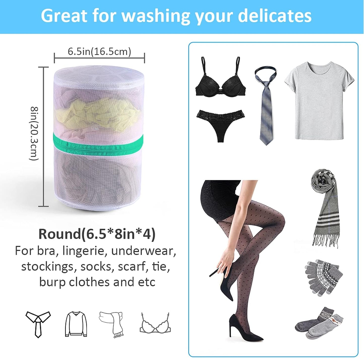 Bra Wash Bags, 4 Pack Underwear Laundry Mesh Bags for Delicates Baby Cloth Sock